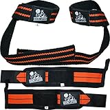 Wrist Wraps + Lifting Straps Bundle (2 Pairs) for Weightlifting, Crossfit, Workout, Gym, Powerlifting, Bodybuilding - Support for Women & Men, No Injury during Weight Lifting - Orange, 1 Year Warranty