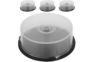 SOESFOUFU 4Pcs Stackable Plastic CD Dvd Disc Storage Buckets with Lids, 25-Disc Capacity Media Organizer for