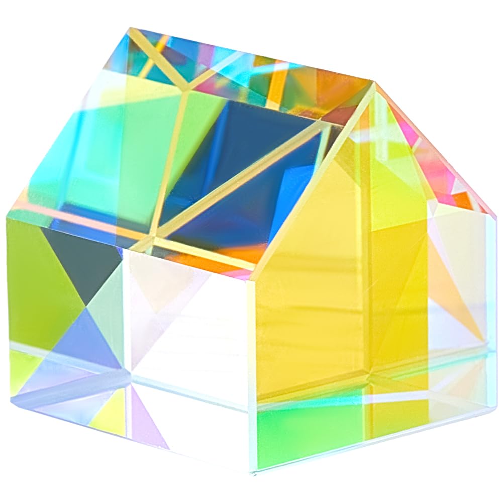 Beebeecraft Glass Prism Cube Optical Glass Cube Clear AB K9 Creative Cabin X RGB Dispersion Crystal Window Suncatchers for Physics Teaching Art Indoor Home Photography Prop Decoration
