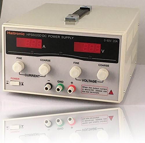 Haitronic HPS6020D, DC 60V 20A adjustable switching DC Power Supply, Switch from input AC 110V/230V to precise variable DC 0~60V @ 0~20A output, 3 Digital Display with Power Cord