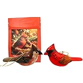 Cardinal Ornament Set with Male and Female Decoration Christmas Tree Polyresin Holiday Decor in Bag
