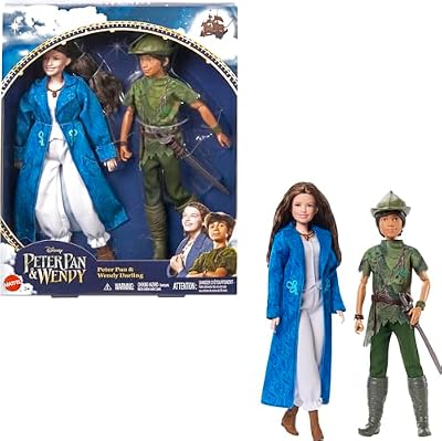 Disney Peter Pan & Wendy - Bambole Peter Pan e Wendy Darling, snodate con look caratteristici e abiti e scarpe rimovibili, giocattolo per bambini, 3+ anni, HNY36