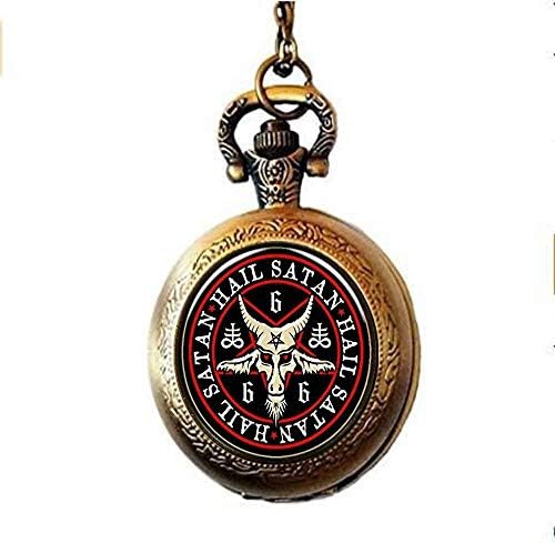 zhouyudongzhouyudong Hail Satan Pocket Watch Necklace,Baphomet Pocket Watch Necklace, Baphomet Pocket Watch Necklace, Baphomet Jewelry