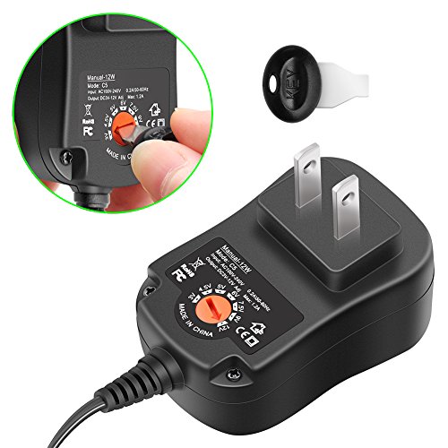 Aisilk Universal Muti-Voltage AC/DC Adapter 12W Switching Power Supply W/ 6 Adapter Plugs, Compatible with 3V 4.5V 5V 6V 7.5V 9V 12V Electronic Devices