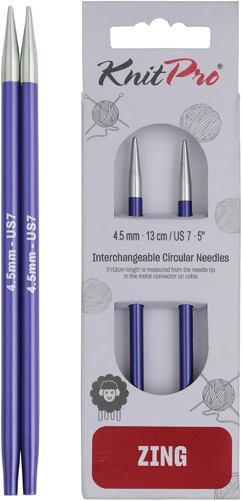 KnitPro Zing Interchangeable Circular Needles 5 inch 4.50mm
