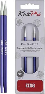 KnitPro Zing Interchangeable Circular Needles 5 inch 4.50mm