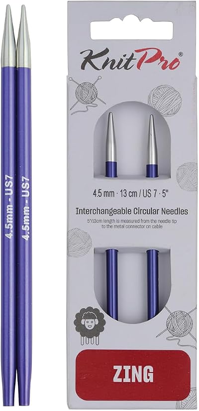 KnitPro Zing Interchangeable Circular Needles 5 inch 4.50mm