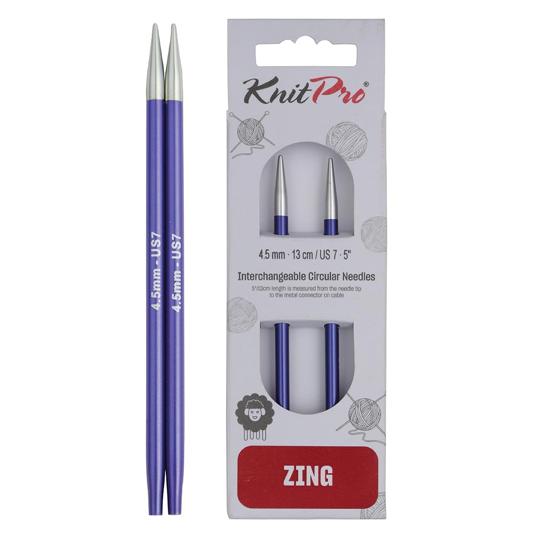KnitPro Zing Interchangeable Circular Needles 5" (13cm) | 4.50mm — image 1