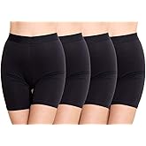 Nabtos Women Cotton Black Boyshort Briefs Underwear Pack 4 Anti Chafing Female Boxer Long Leg Panties Under Dress Underpants