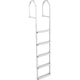VEVOR Removable Dock Ladder, 5 Steps, Aluminum Alloy Pontoon Boat Swim Ladder, with Non-Slip Wide PP Steps, 500 lbs Weight Capacity, Quick Release Design, for Lake Swimming, Pool, Marine Boarding