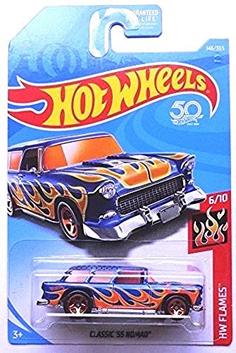 Hot Wheels 2018 50th Anniversary HW Flames Classic '55 Nomad 146/365, Blue