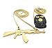 Gold Tone Iced Out Goon Ski Mask Man, Machine Gun Pendant 24