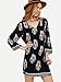Floerns Women's Bohemian Neck Tie Floral Print Ethnic Style Shift Dress Black S