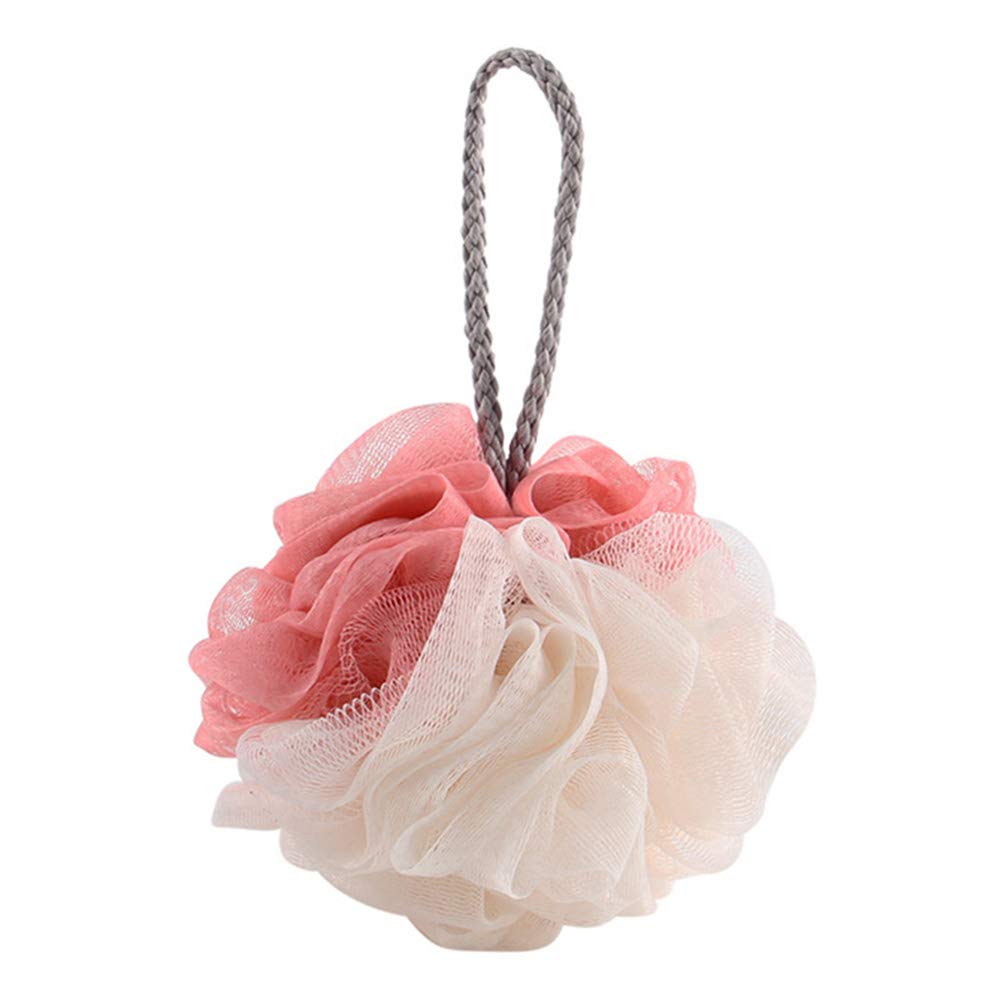 Mflbefulmel Large Soft Scrubbing Bath Blossom Shower Loofah Loufa Sponge Pouf Puff Body Bath Ball Sponge Shower Loofah Mesh Pouf Scrubber Luffa Sponges for Men Women Kids Pink