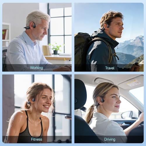 IFECCO Auriculares Conduccion Osea IP67 Impermeables | Cascos Osea con Micrófono,Bluetooth 6.0,para Correr Ciclismo Fitness,Oído Abierto