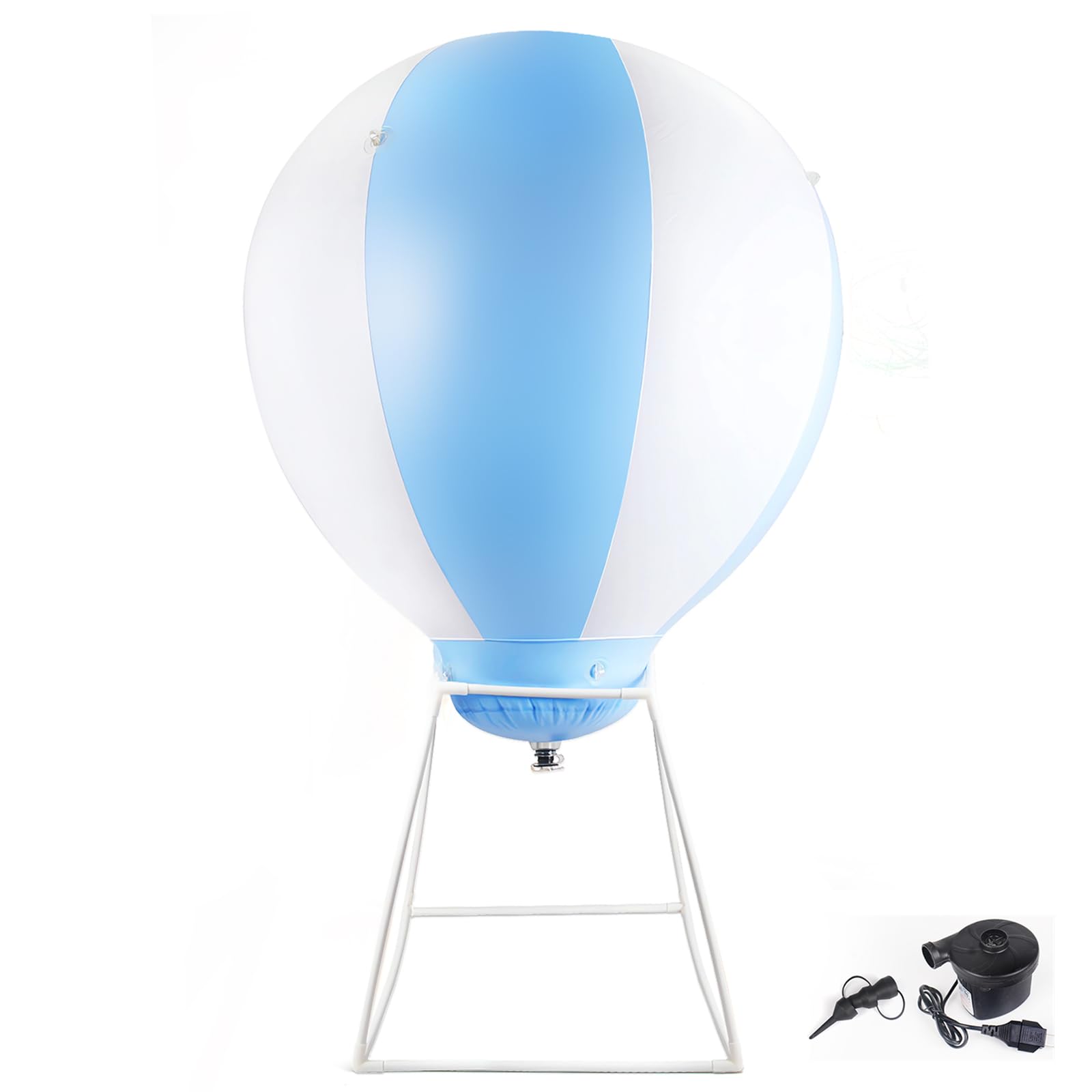 Photo 1 of Pettool 3FT Half Hot Air Balloon with Stand?Inflatable Baby Shower Party Hot Air Balloon Decorations?perfect for Birthday,Wedding,Party,Indoor and Outdoor Use (1m-Blue+white-1pcs)