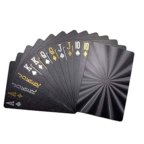 Kxlody Black Foil Plastic Poker Cards Radiation Sensation Design, Playing Cards , Waterproof Deck of Cards with Gift Box,Use for Party and Game(Black-Radiation)