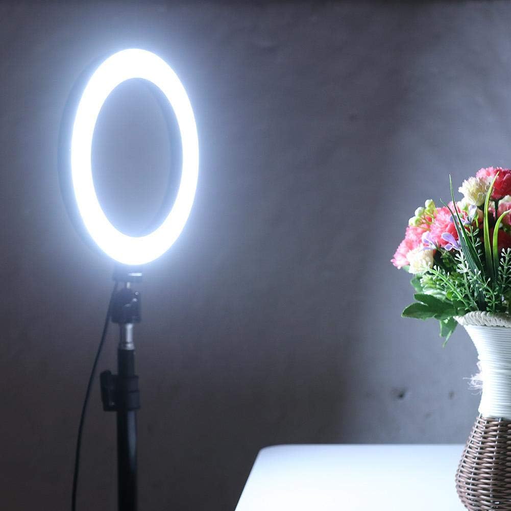 Qiilu 10 Inch LED Light, Dimmable LED Fill Light USB Camera Video Lamp with Tripod Phone Clip Set, default - Image 4