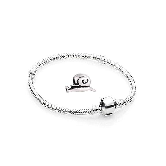 Charms Schnecke Silber Farbe - 1 Armband und 1 Anhänger Edelstahl Starter Set Angebot - Damen Schmuck für bettel Pandora Styl
