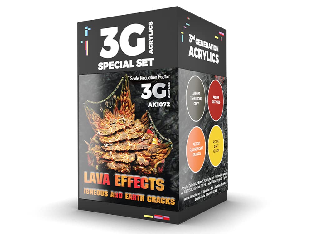 AK Acrylics 3Gen WARGAME SET AK1072 LAVA EFFECTS (4 x 17 ml)