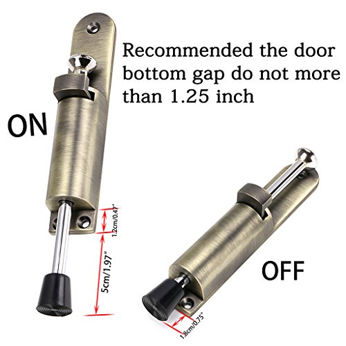 Sumnacon Kickdown Door Stops, Stainless Steel Easy Step Door Stopper, Spring Loaded Telescopic Step On/Off Door Stopper, Adjustable Heavy Duty Door Locks Holder Stop/Release by Foot (Green Bronze) - Thumbnail 3