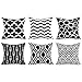 Top Finel 100% Durable Canvas Square Decorative Throw Pillows Cushion Covers Pillowcases for Sofa,Set of 6,18×18 Inch-Black