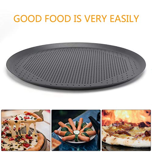 Perforated Pizza Crisper, Segarty 12 inch Pizza Pan with Holes, Professional Pizza Tray for Oven, Thickened Steel Round Pizza Baking Sheet Kitchen Bakeware Set for Home & Restaurant - Thumbnail 6