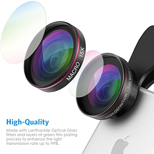 [Upgraded Version] Criacr For iPhone Camera Lens Kit, 0.6X Wide Angle Lens + 15X Macro Lens, Clip-On Cell Phone Lens for iPhone X / 8 / 8 Plus / 7 / 6 / 6S, Samsung, Most Smartphones (NO Distortion) - Thumbnail 6