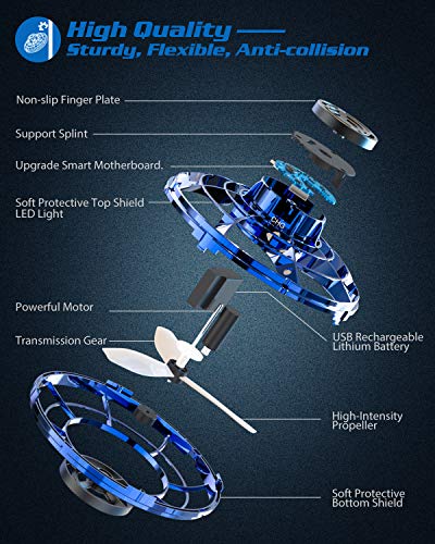 Flying Toys, Hand Operated UFO Drone with LED Light 4 Playing Mode USB Rechargeable Mini Flying Ball, Gifts Toys for Boys Girls Teens and Adults