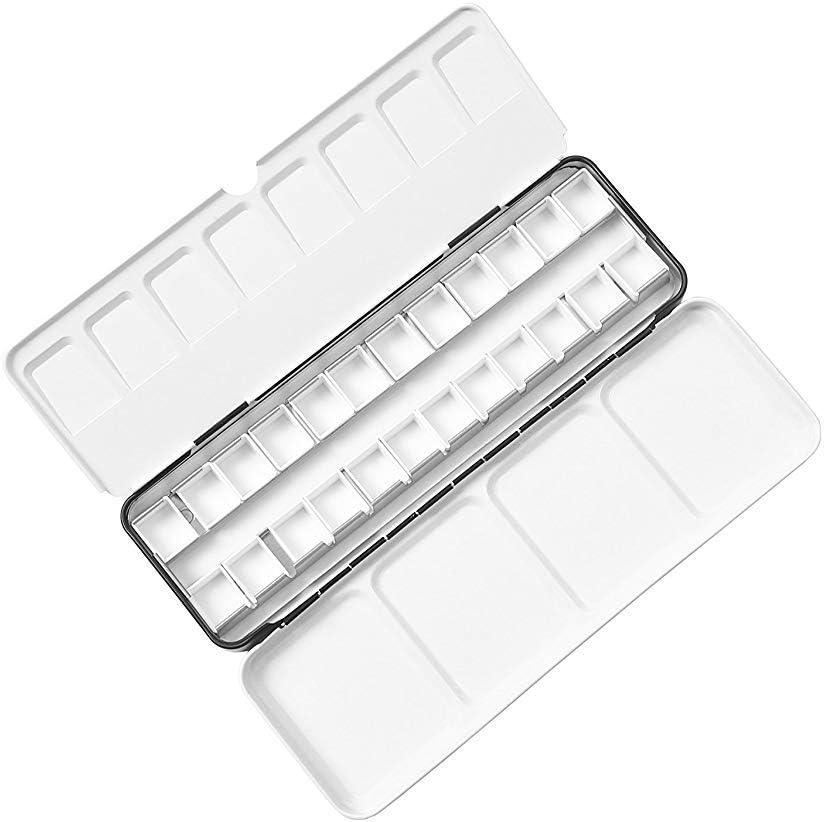 Empty Watercolor Tins Box Palette Paint Case (Tin with half pans (24))