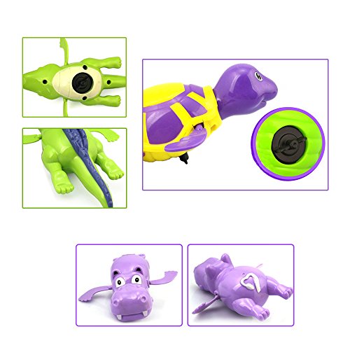 6 Pcs Floating Wind-up Bath Water Toys for Kids and Toddlers, Sea Animal Bath Toy Turtle Hippo Crocodile Hippocampus Fish, Bathtub Playset Clockwork Play Toy Kid Educational Water Toys