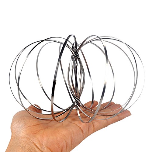 El-fmly Flow Ring Original Kinetic Spring Toy Interactive 3D Ring Game Toy for Kids Boys And Girl, Rave Accessories, Festival Accessories by El-fmly (5 Inches Sliver Flow Ring for Adult)