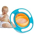 Spill Resistant Gyro Bowl with Lid for Kids, Spill Resistant Kids Gyroscopic Non Spill Feeding 360 Degree Rotating Bowl Avoid Food Spilling by Pixco (Blue)