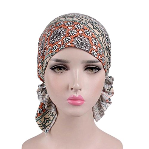 Hongxin Hot Sale 2018 Women Floral Print Beanie Turban Hat India Muslim Elastic Cotton Beanie Hat Turban Headwear For Cancer Patients Head Scarf Creative Gift For Her (B) - Thumbnail 2