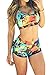 TOP HERE Women's 2 Piece Bandage Sporty Bathing Suit Scoop Neck Boyshorts Bikini Swimsuit Blue