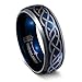 THREE KEYS JEWELRY 6mm 8mm Tungsten Titanium Wedding Ring Blue Laser Celtic Knot Engagement Band for Men Women