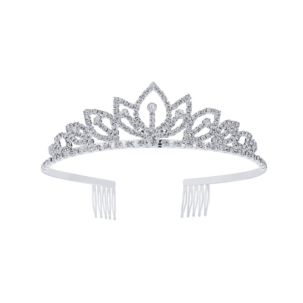 Wedding Tiara with Comb Bridal Shining Rhinestones Crystal Headband Pageant Princess Bridal Prom Decoration Party Wear Silver