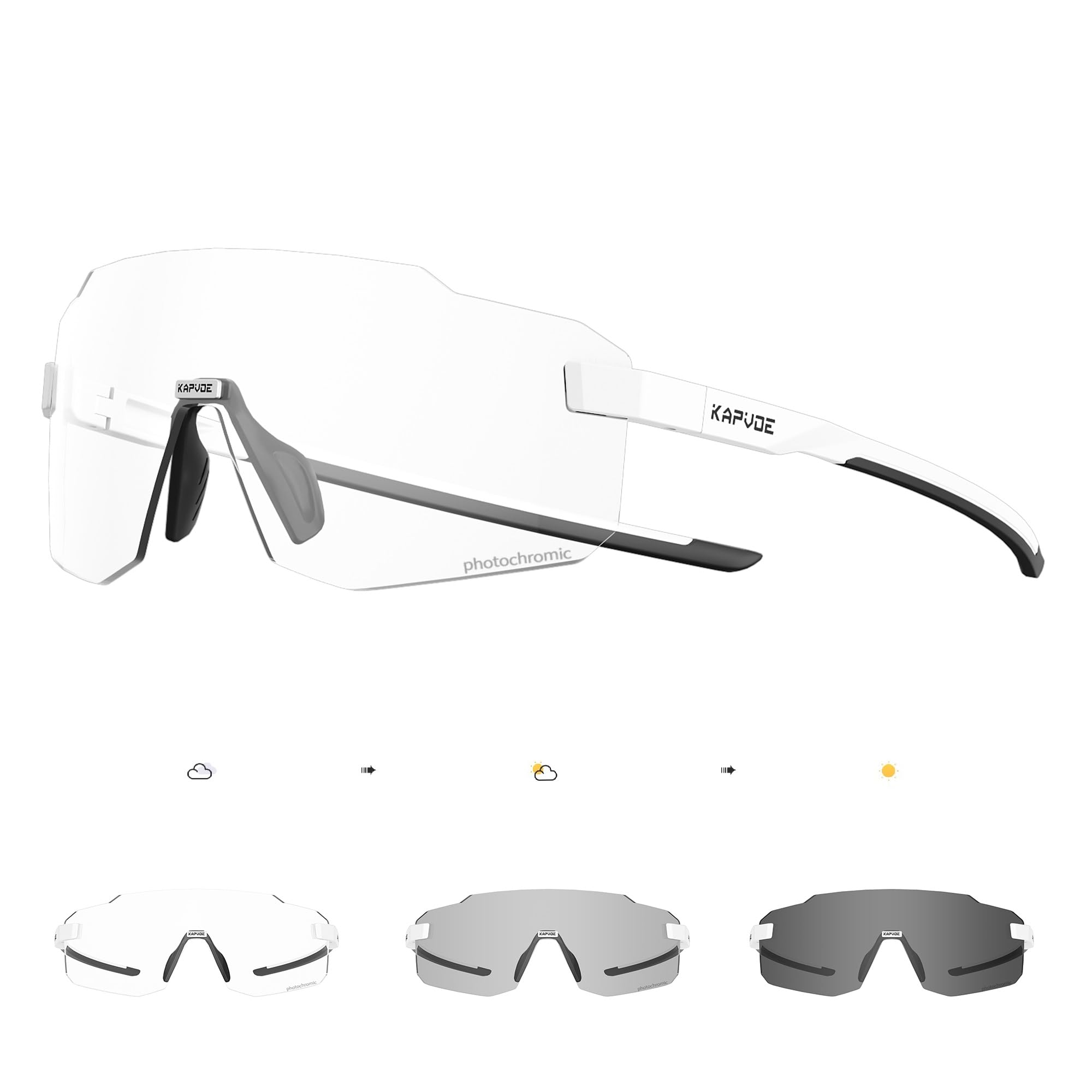 KAPVOE Photochromic Cycling Glasses for Men Women