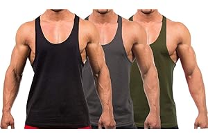 YAKER Men's Blank Stringer Y Back Bodybuilding Gym Tank Tops