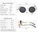 Round Metal Sunglasses Steampunk Men Women Fashion Glasses Brand Designer Retro Vintage Sunglasses UV400, Gold Frame Black Lens.