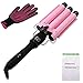 Waker Fast Heating 3 Barrels Curling Wand Curlers Hair Waver Iron Salon Hair Styling Tool For Long Hair with LCD Display,1 Inch Barrel