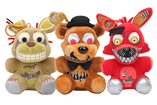 Microplush Five Nights at Freddy's Toy Nightmare Plush set of 3, 5" with FNAF Lanyard