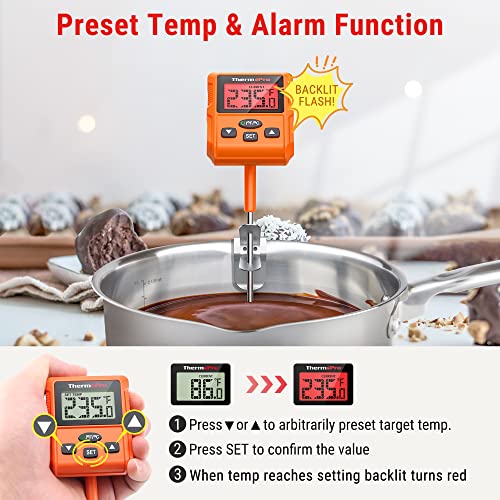 ThermoPro TP511 Digital Candy Thermometer with Pot Clip, Programmable