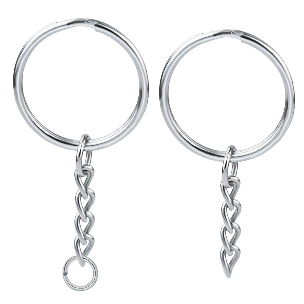 200 Packs Keychain Ring Sets, Bantoye 1 Inch/25mm Metal Keychain Rings with 4mm Screw Eye Pins and Extend Chains for DIY Crafts Making