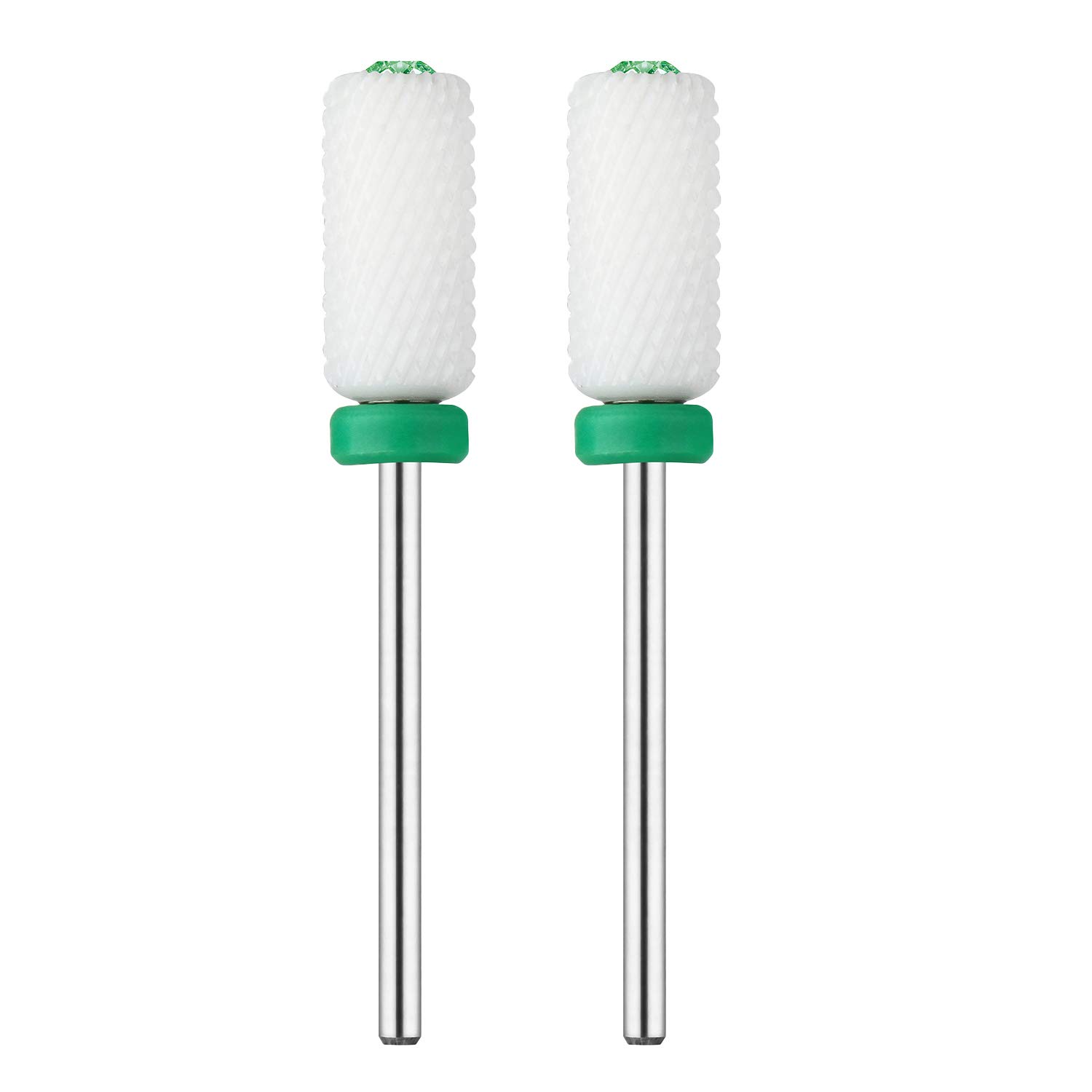 JCMaster 2Pcs Premium Ceramic Nail Drill Bit For Removing Acrylic Nails Gel Nails Thinning Extra Thick Nails - 3/32'' Universal Size, Durable, Decorated With Crystal, For Nail Care Nail Design, Coarse