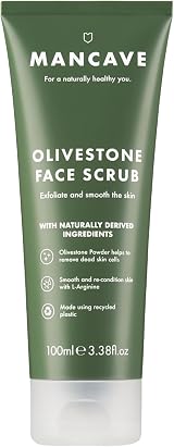 ManCave Olivestone Face Scrub 100ml Exfoliates Smoothes Olive Stone Vegan Made view 1