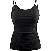 Hilor Tankini Tops for Women Tummy Control Bathing Suits Underwire Tankini Swimsuit Swim Top No Bottom