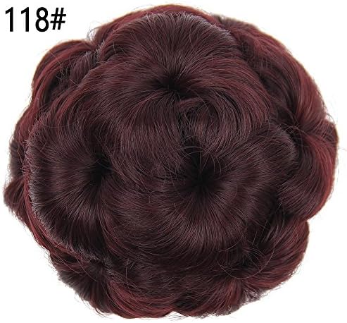 Synthetic Curly Chignons Bun Hairpiece For Women 9 Flowers Synthetic Hair Pieces Wig Scrunchy Ribbon Ponytail Hair Extensions Roller Clip in Fake Hair Accessories High Temperature Fiber Drawstring Hair Chignons (#118)