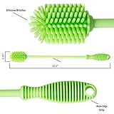 Silicone Bottle Cleaning Brush – Best for Cleaning Baby Bottles, Thermos, Vases and Tumblers – Ergonomic with 1 ft. Long and Flexible Handle, Non-Scratch, Eco-Friendly, Great Gift