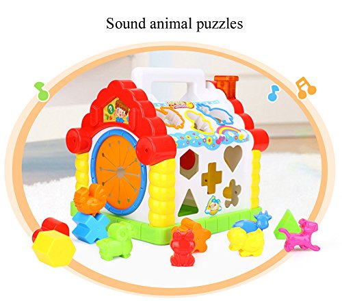 rolimate Electronic Geometric Shape & Colors Pairing Blocks Educational Learning Toys, Musical Activity Play Center House With Counting Help/Know Animals/Electronic Piano/Open Door/Etc